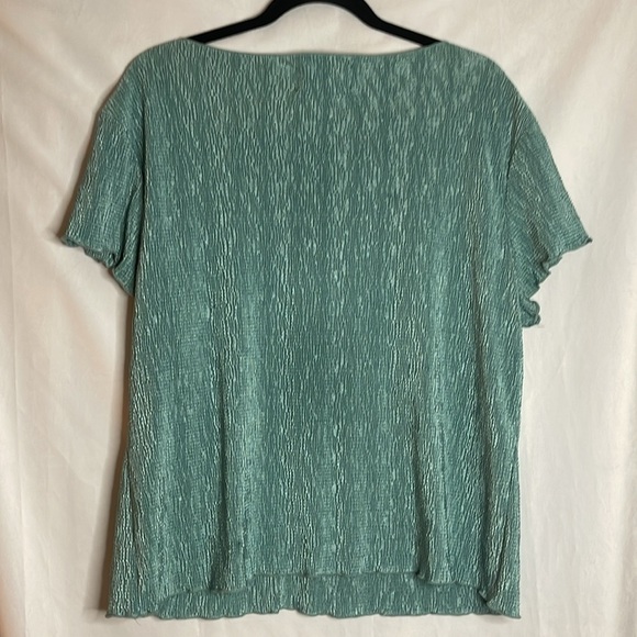 CONNECTED APPAREL TEAL CRINKLE BLOUSE (XL) - Picture 6 of 6